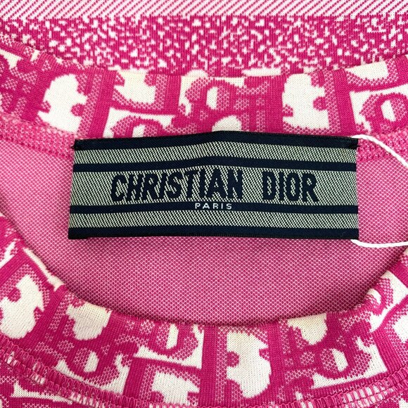 Dior Pink logo jacquard full-print cotton crewneck T-shirt - Picture 6 of 9